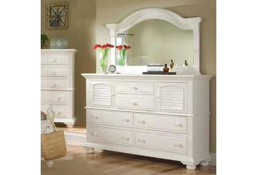 Cottage Traditions Dresser and Mirror Combo by American Woodcrafters at Esprit Decor Home Furnishings